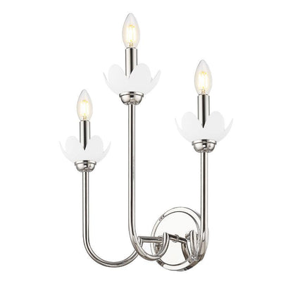 Z-Lite Allistair 3-Light Candelabra Bulb Base Polished Nickel Steel Frame Clear Ribbed Glass Shade Wall Sconce
