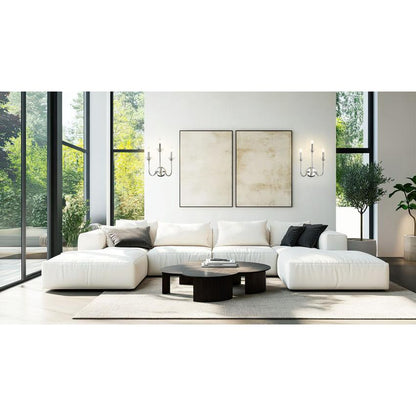 Z-Lite Allistair 3-Light Candelabra Bulb Base Polished Nickel Steel Frame Clear Ribbed Glass Shade Wall Sconce