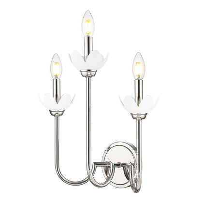 Z-Lite Allistair 3-Light Candelabra Bulb Base Polished Nickel Steel Frame Clear Ribbed Glass Shade Wall Sconce