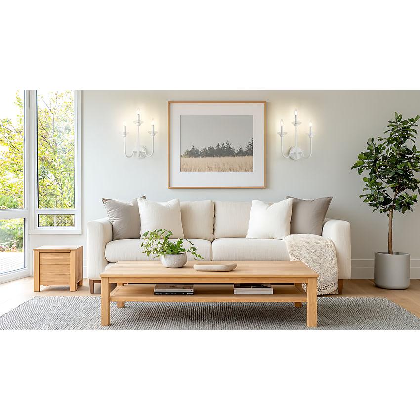 Z-Lite Allistair 3-Light Candelabra Bulb Base Textured White Steel Frame Clear Ribbed Glass Shade Wall Sconce