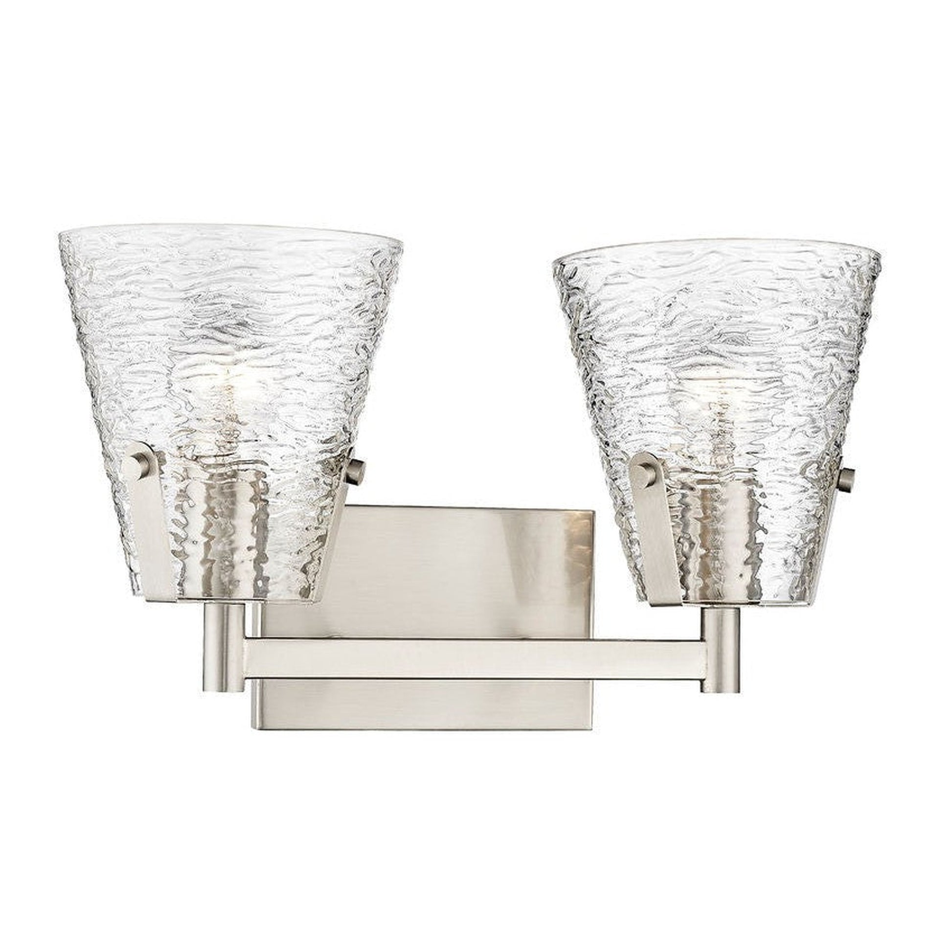 Z-Lite Analia 17" 2-Light Brushed Nickel and Clear Ribbed Glass Shade Vanity Light