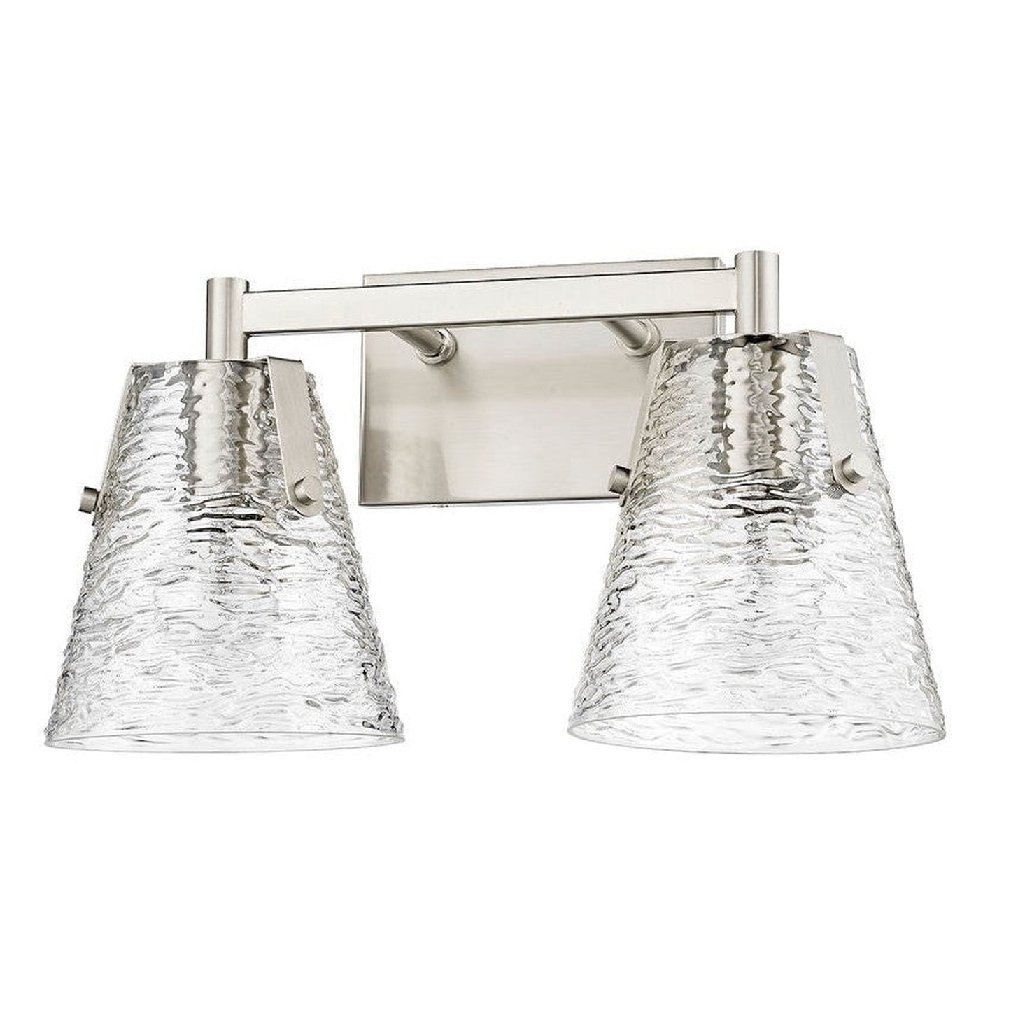 Z-Lite Analia 17" 2-Light Brushed Nickel and Clear Ribbed Glass Shade Vanity Light