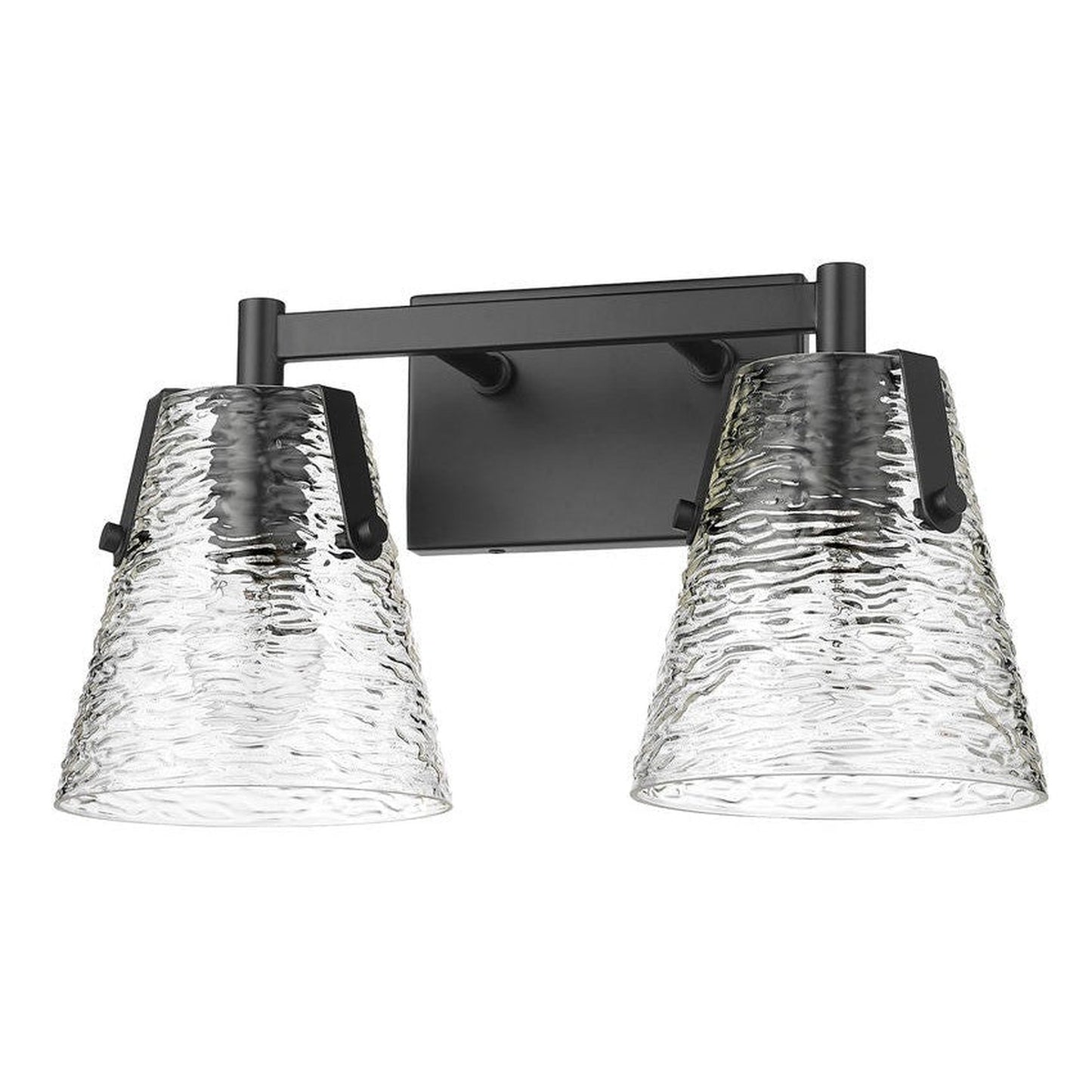 Z-Lite Analia 17" 2-Light Matte Black and Clear Ribbed Glass Shade Vanity Light