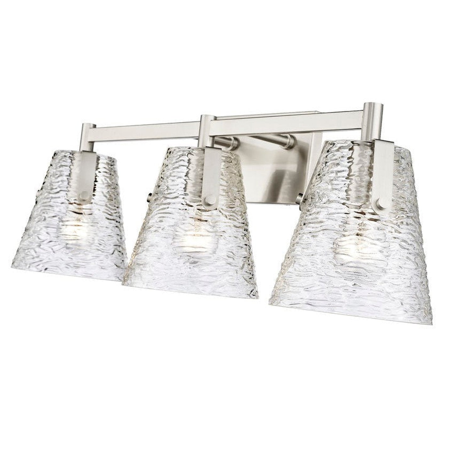 Z-Lite Analia 26" 3-Light Brushed Nickel and Clear Ribbed Glass Shade Vanity Light