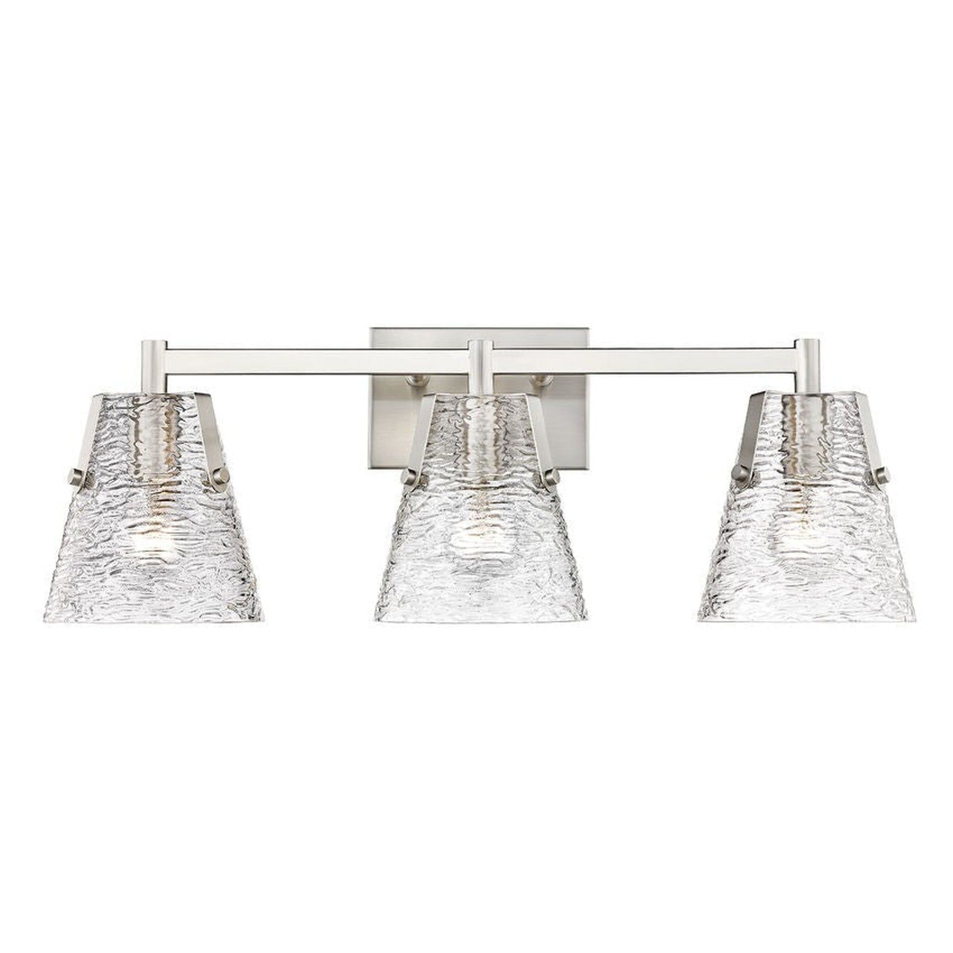 Z-Lite Analia 26" 3-Light Brushed Nickel and Clear Ribbed Glass Shade Vanity Light