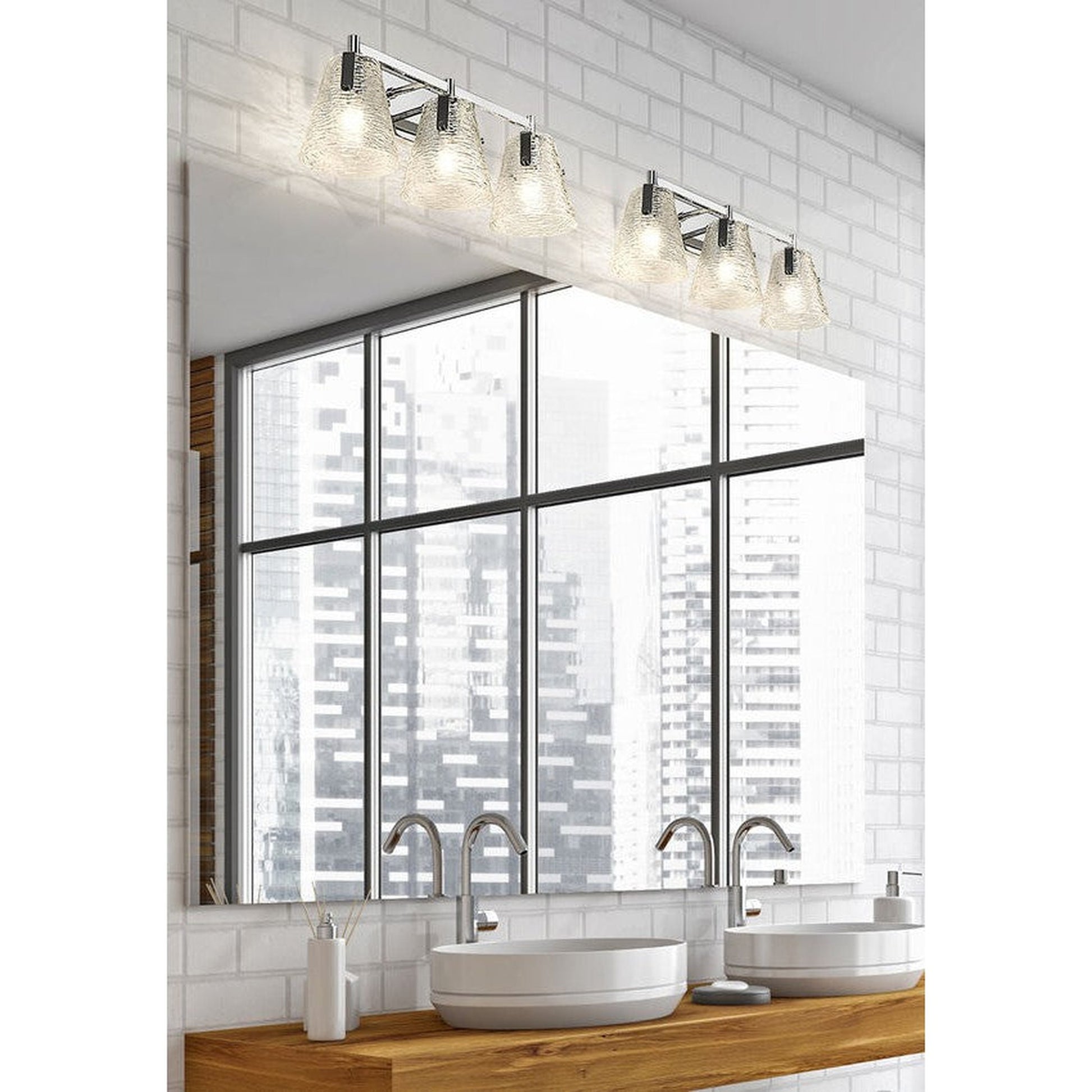 Z-Lite Analia 26" 3-Light Chrome and Clear Ribbed Glass Shade Vanity Light