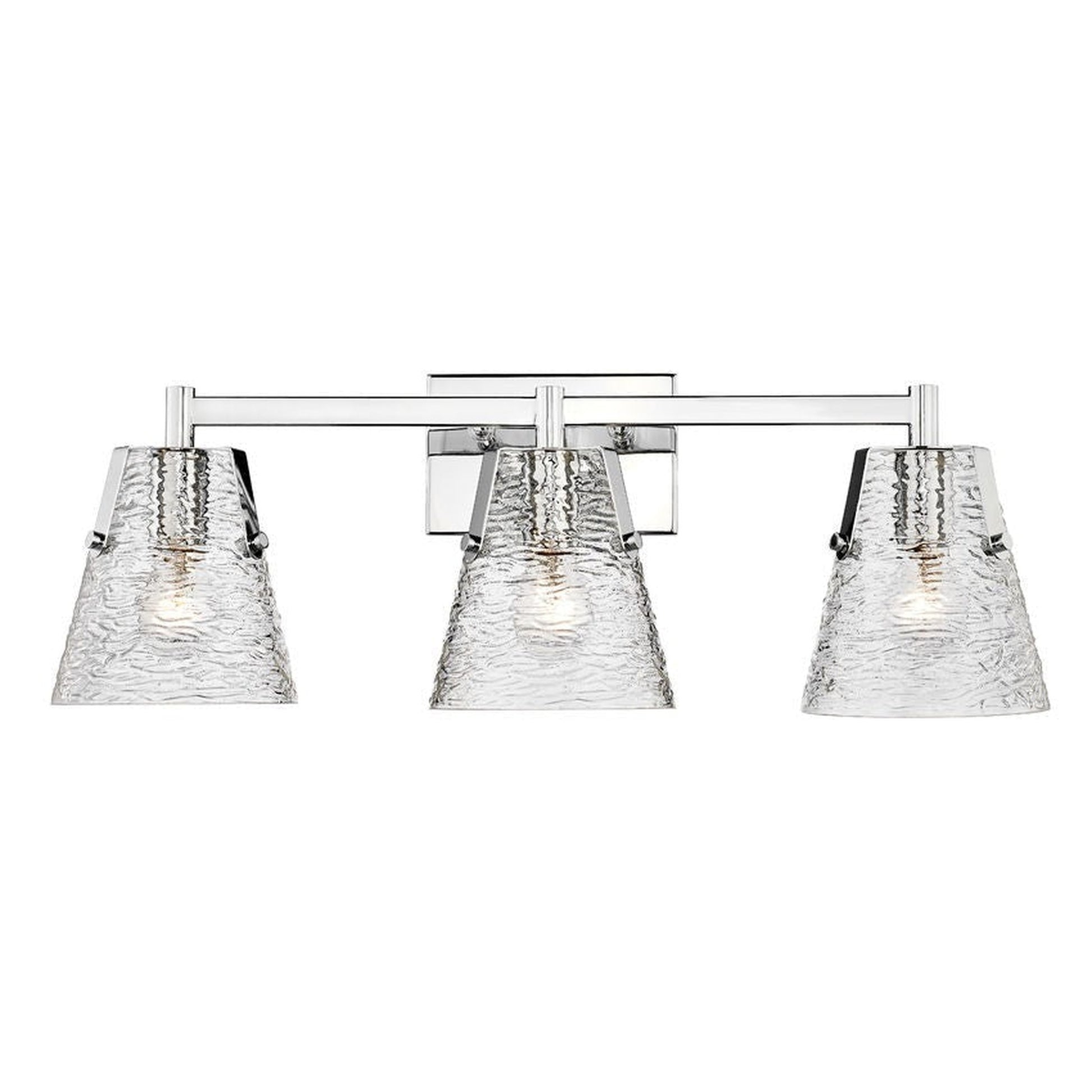 Z-Lite Analia 26" 3-Light Chrome and Clear Ribbed Glass Shade Vanity Light