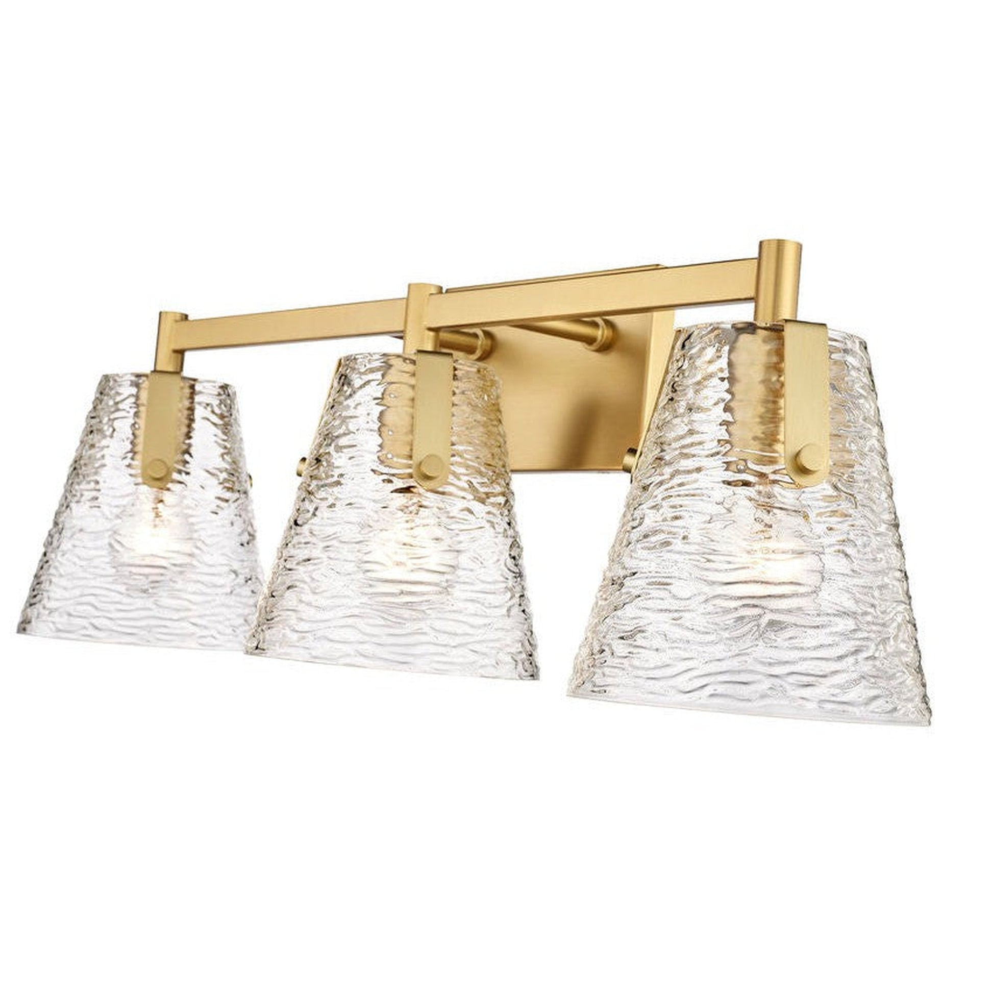 Z-Lite Analia 26" 3-Light Modern Gold and Clear Ribbed Glass Shade Vanity Light