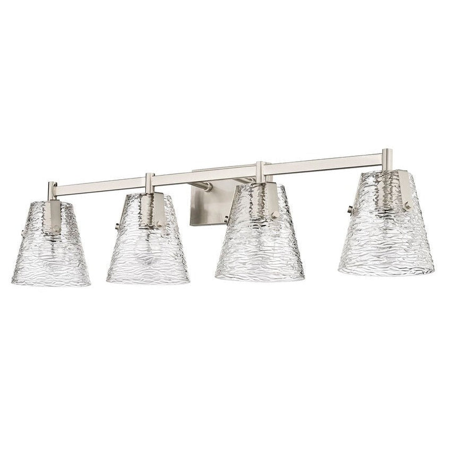 Z-Lite Analia 36" 4-Light Brushed Nickel and Clear Ribbed Glass Shade Vanity Light