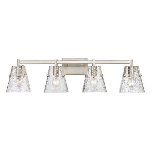 Z-Lite Analia 36" 4-Light Brushed Nickel and Clear Ribbed Glass Shade Vanity Light