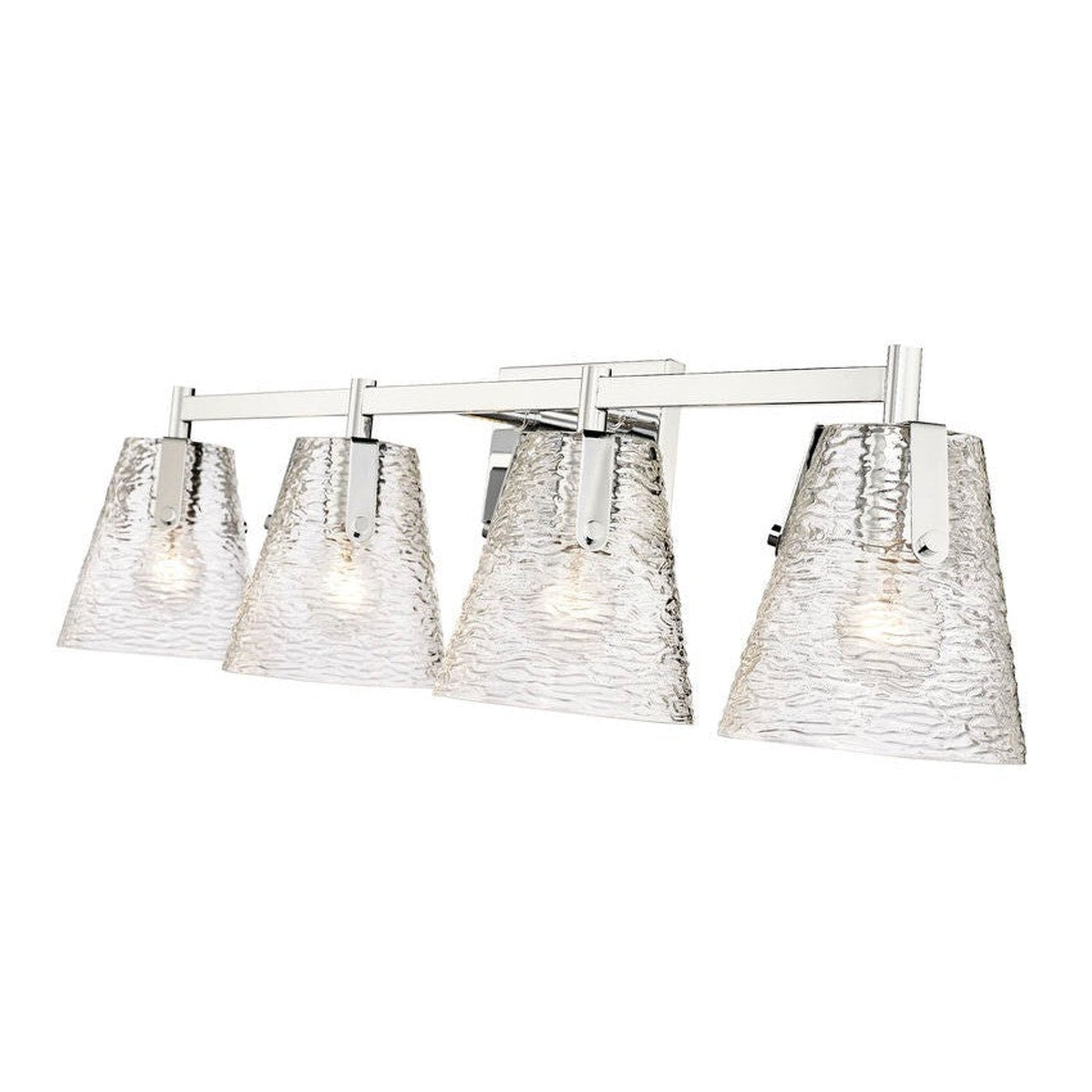 Z-Lite Analia 36" 4-Light Chrome and Clear Ribbed Glass Shade Vanity Light