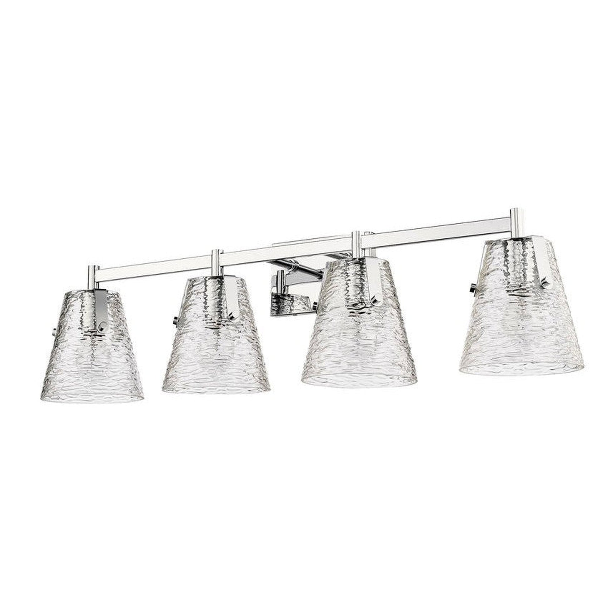 Z-Lite Analia 36" 4-Light Chrome and Clear Ribbed Glass Shade Vanity Light