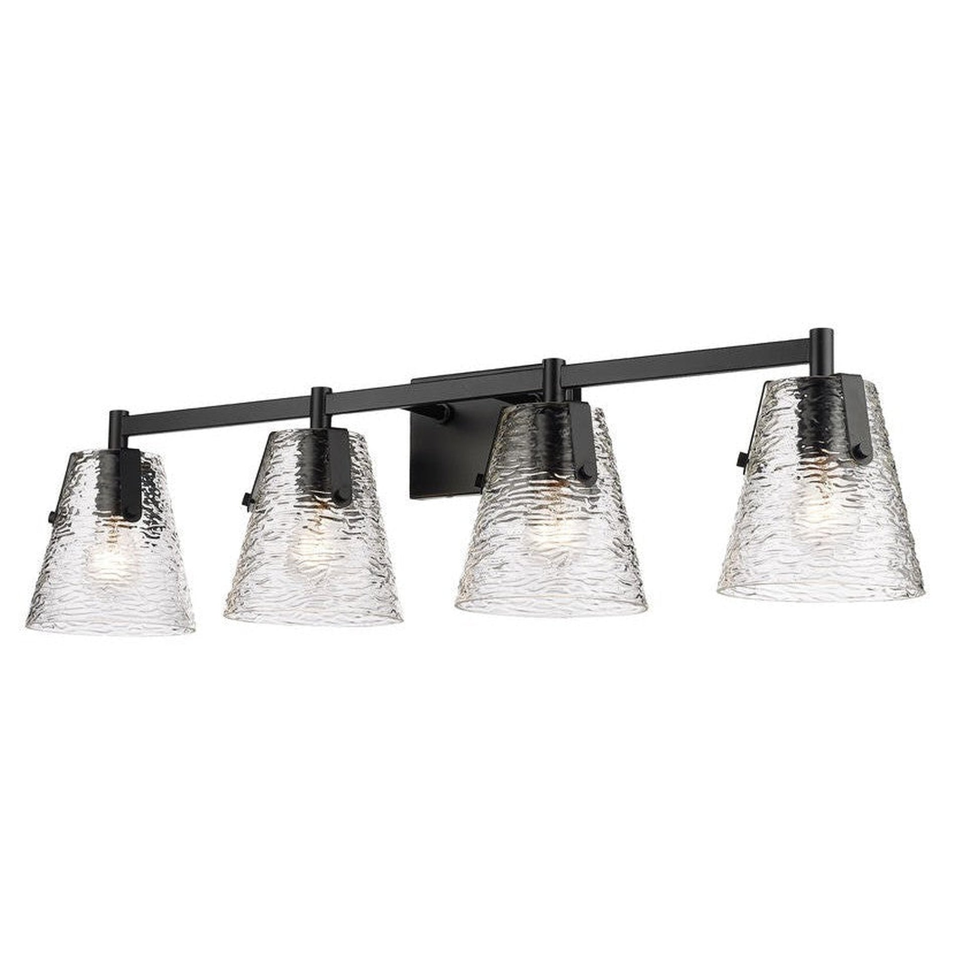Z-Lite Analia 36" 4-Light Matte Black and Clear Ribbed Glass Shade Vanity Light