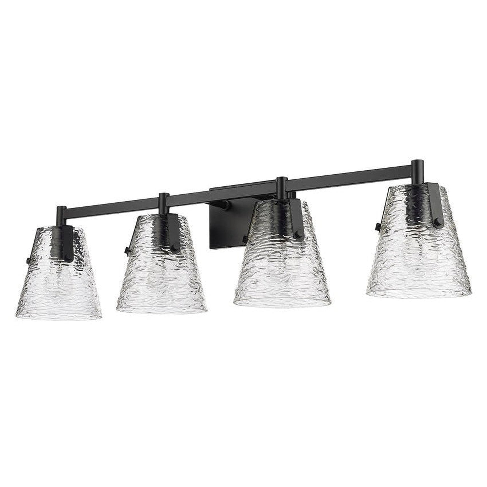 Z-Lite Analia 36" 4-Light Matte Black and Clear Ribbed Glass Shade Vanity Light