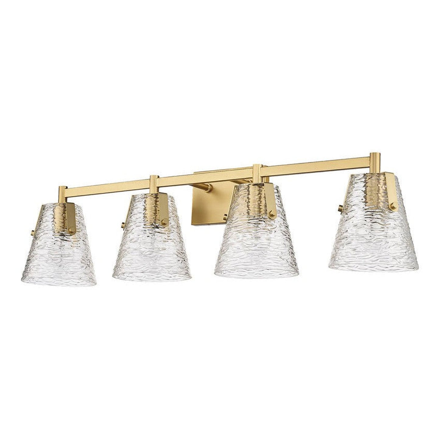 Z-Lite Analia 36" 4-Light Modern Gold and Clear Ribbed Glass Shade Vanity Light