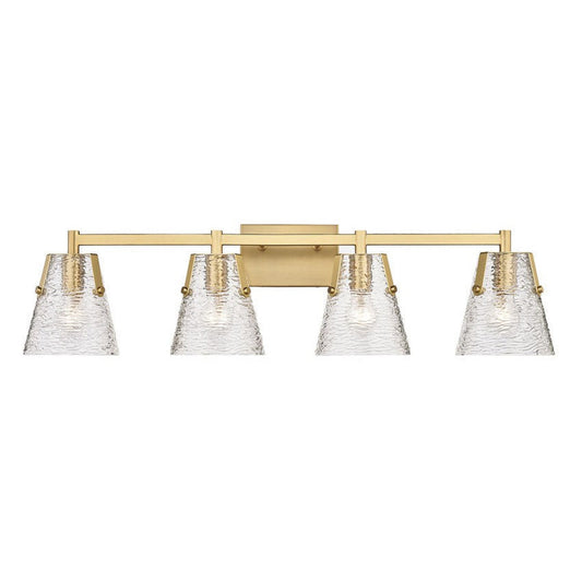 Z-Lite Analia 36" 4-Light Modern Gold and Clear Ribbed Glass Shade Vanity Light