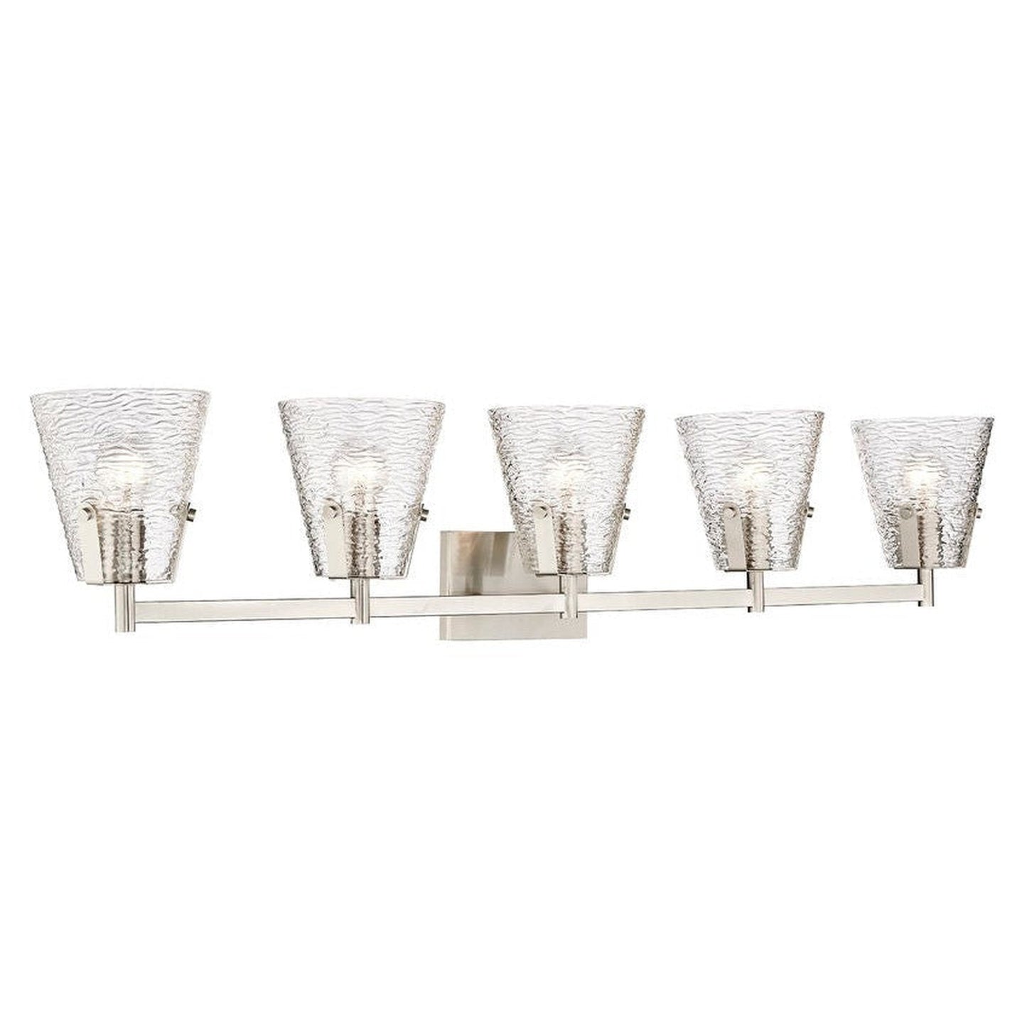 Z-Lite Analia 46" 5-Light Brushed Nickel and Clear Ribbed Glass Shade Vanity Light