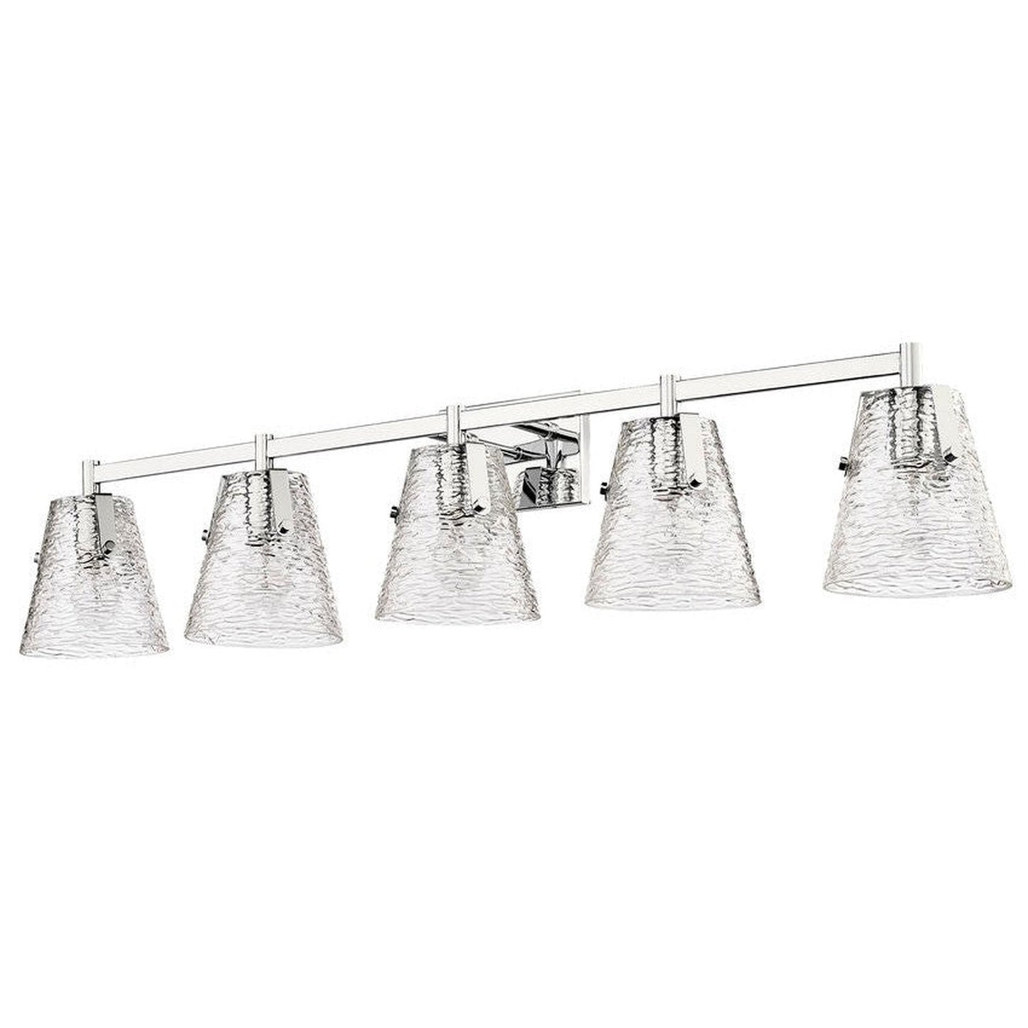 Z-Lite Analia 46" 5-Light Chrome and Clear Ribbed Glass Shade Vanity Light