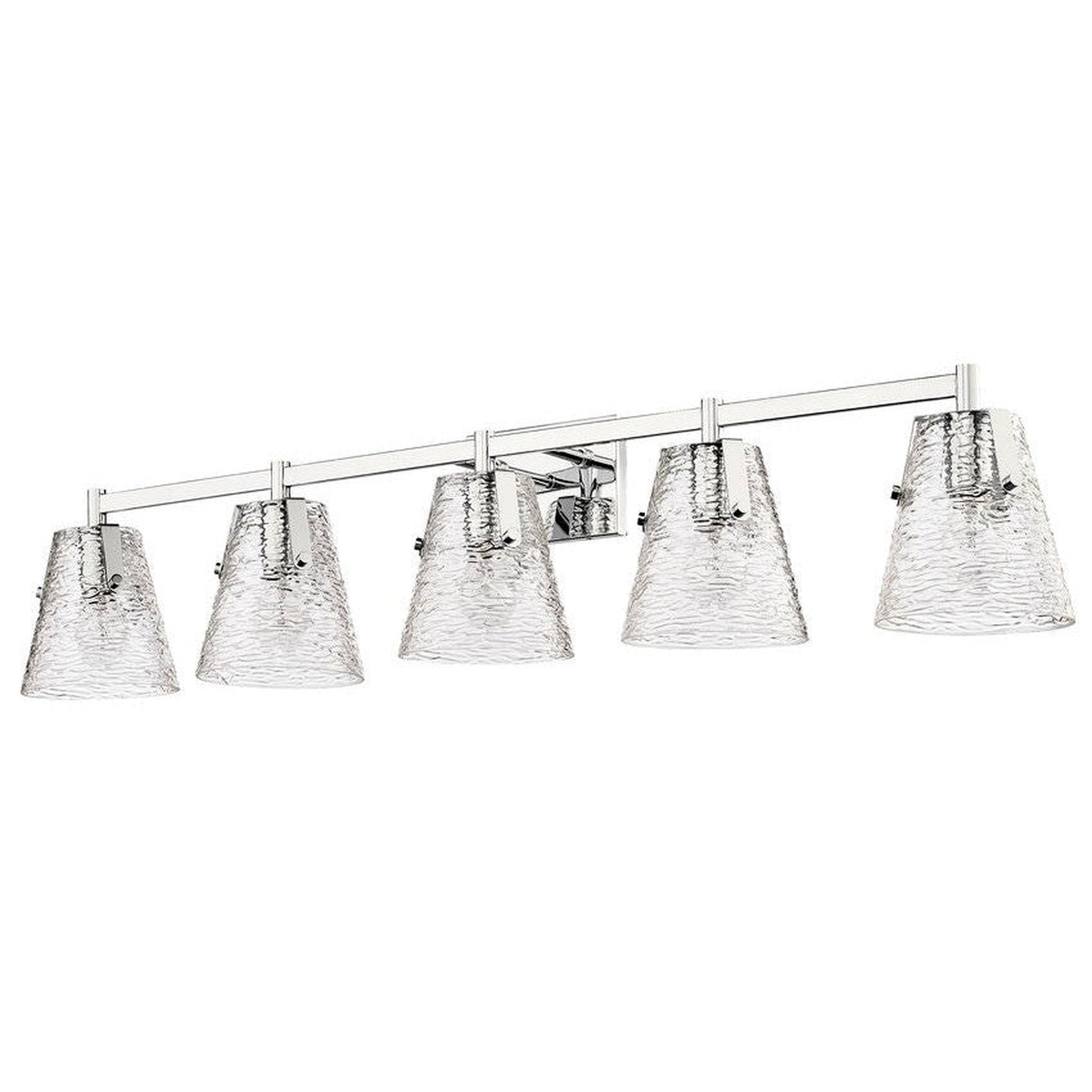 Z-Lite Analia 46" 5-Light Chrome and Clear Ribbed Glass Shade Vanity Light