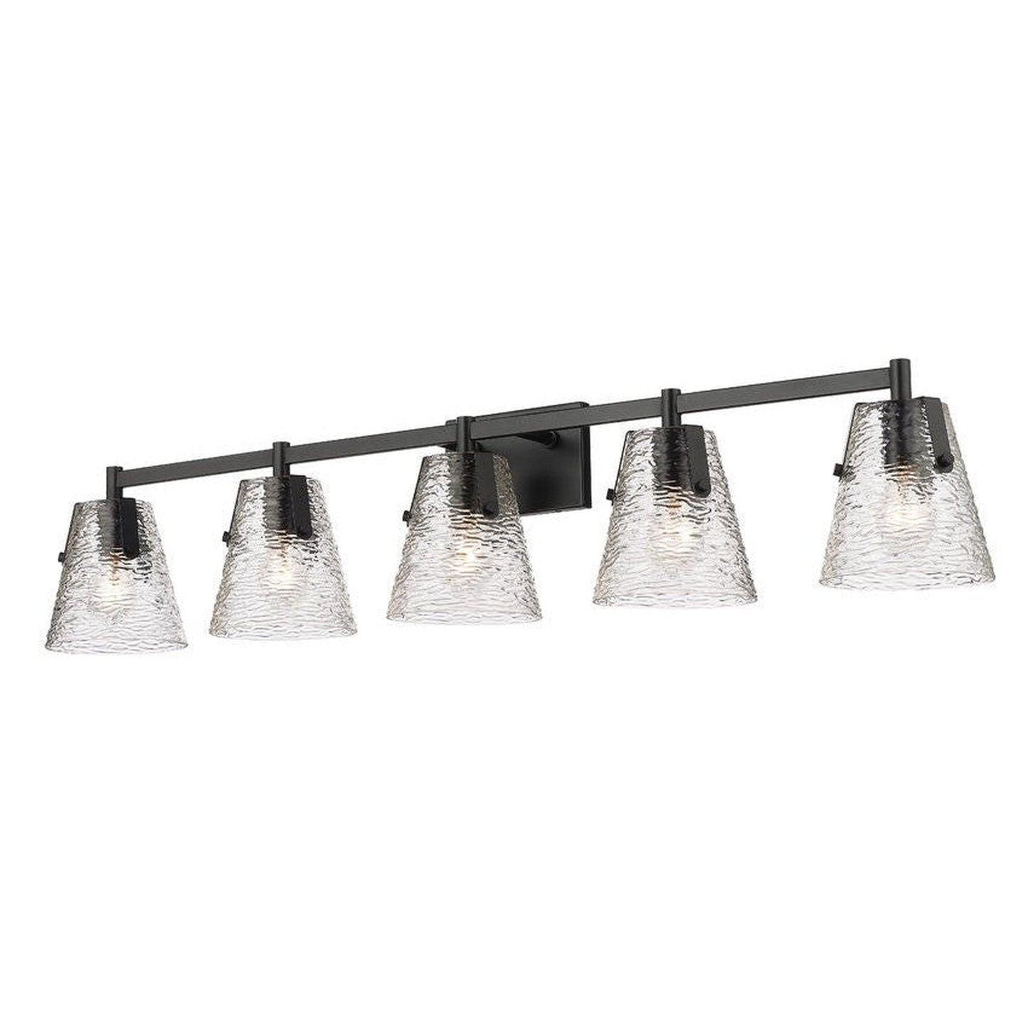 Z-Lite Analia 46" 5-Light Matte Black and Clear Ribbed Glass Shade Vanity Light
