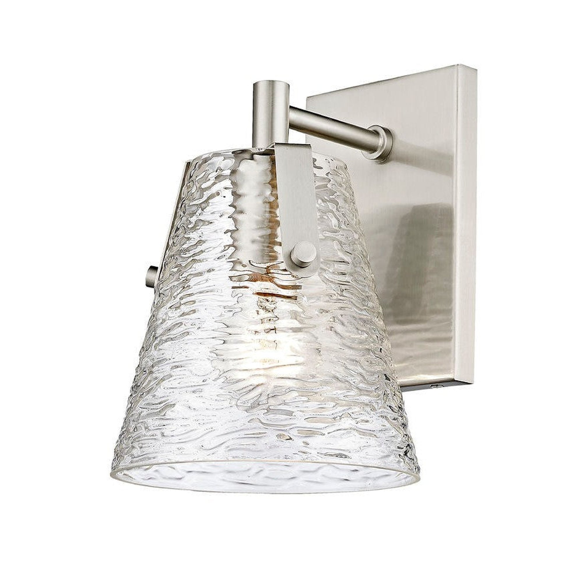 Z-Lite Analia 7" 1-Light Brushed Nickel and Clear Ribbed Glass Shade Wall Sconce