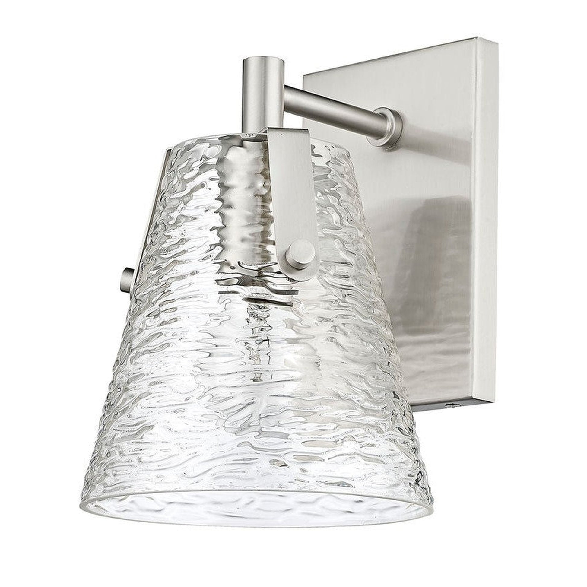 Z-Lite Analia 7" 1-Light Brushed Nickel and Clear Ribbed Glass Shade Wall Sconce