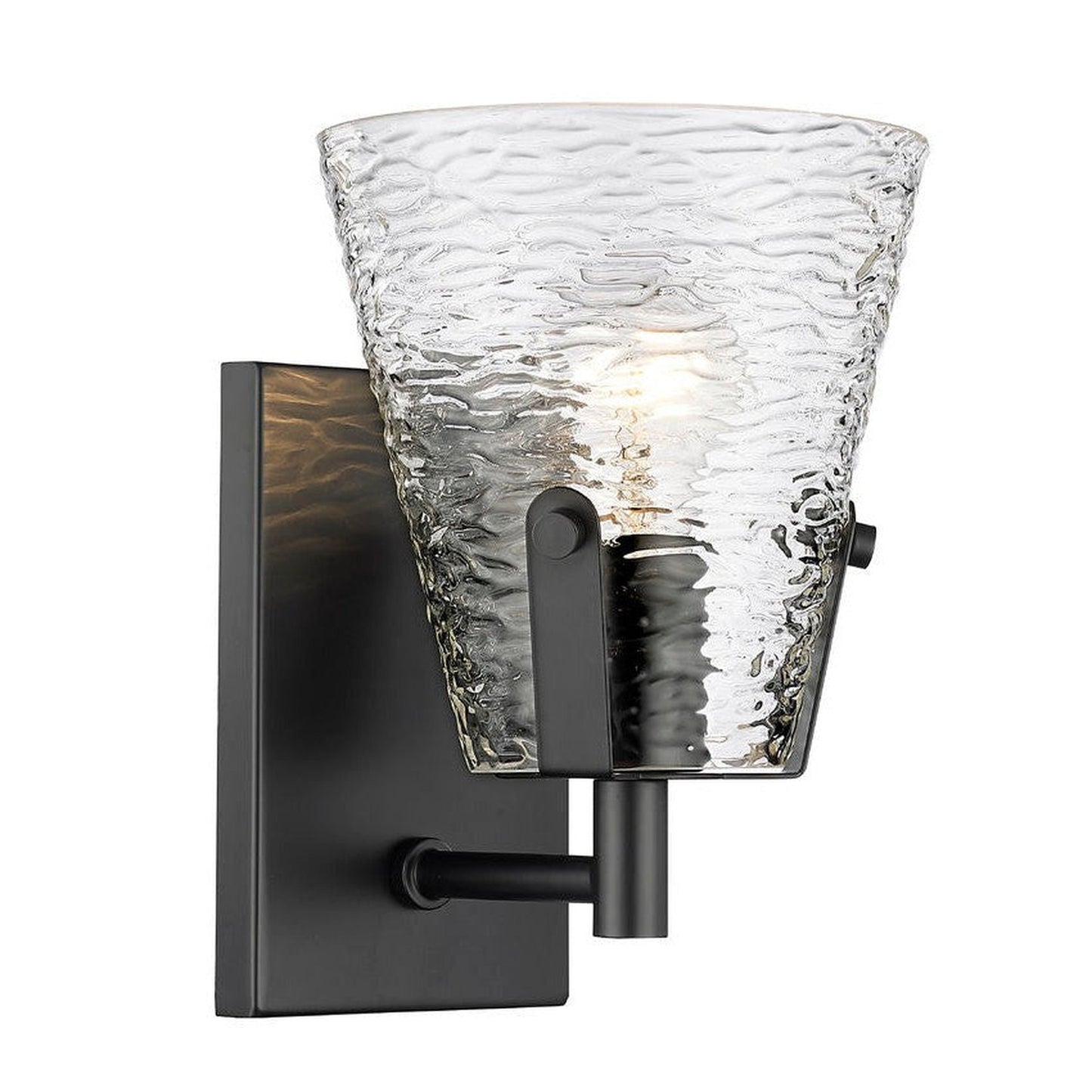 Z-Lite Analia 7" 1-Light Matte Black and Clear Ribbed Glass Shade Wall Sconce