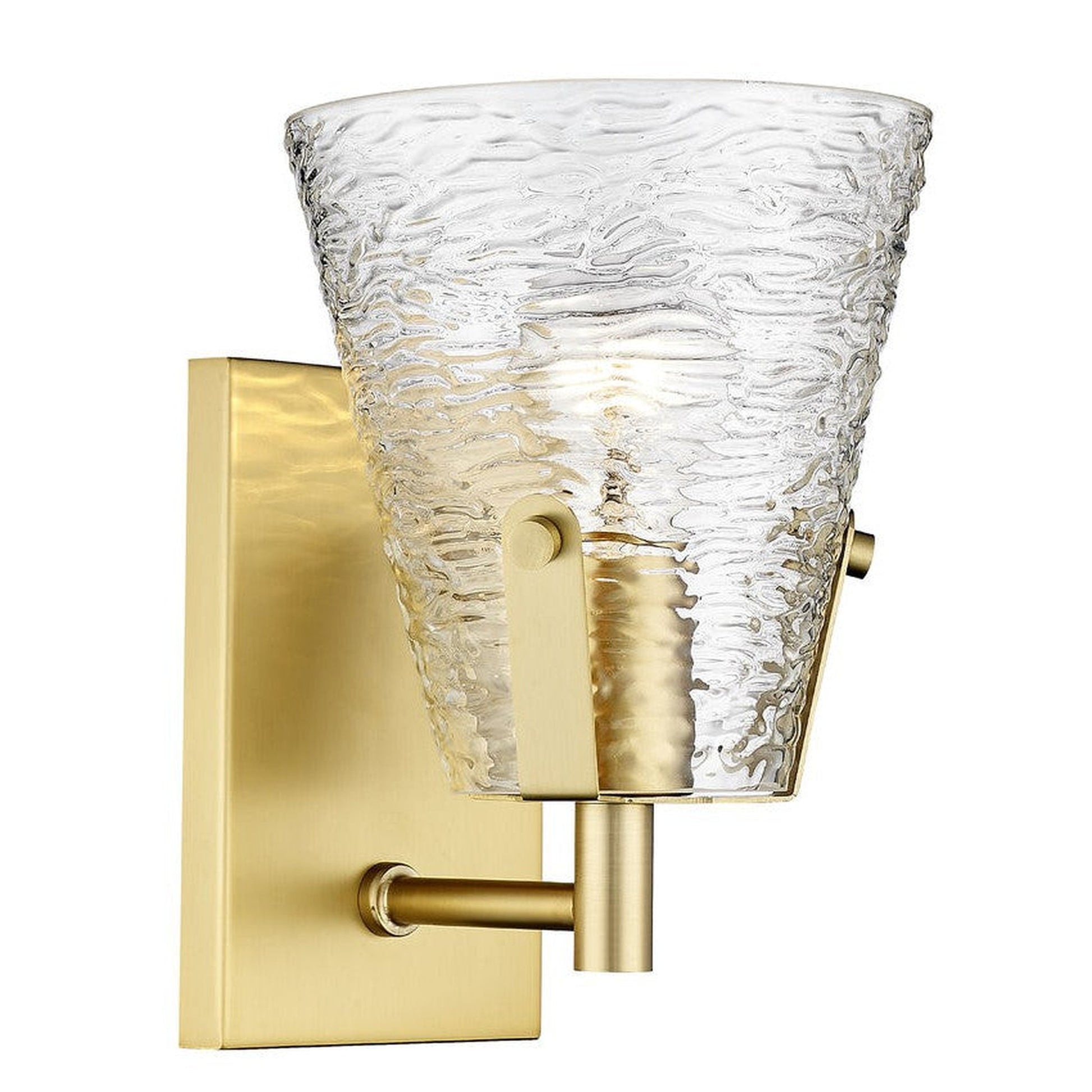 Z-Lite Analia 7" 1-Light Modern Gold and Clear Ribbed Glass Shade Wall Sconce