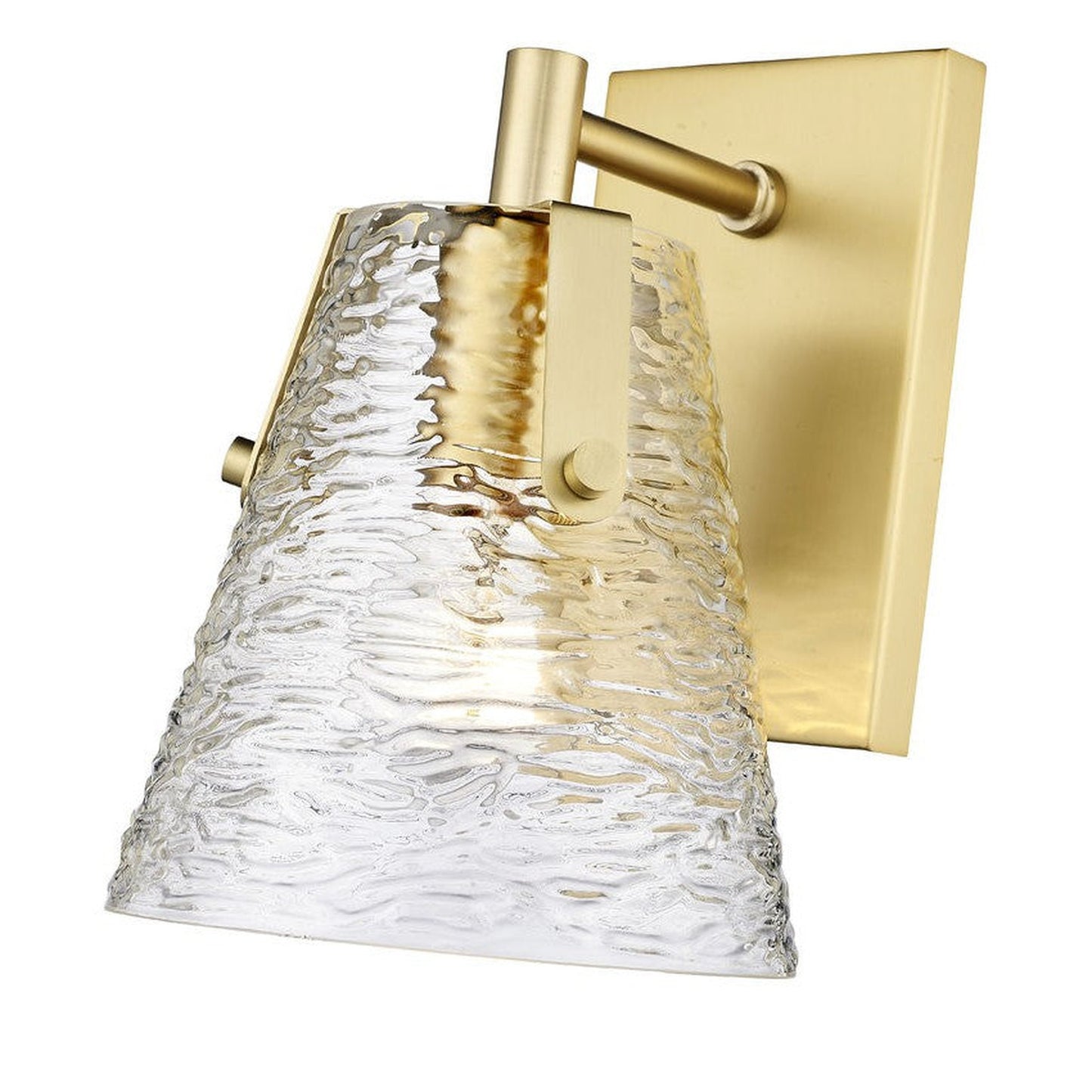 Z-Lite Analia 7" 1-Light Modern Gold and Clear Ribbed Glass Shade Wall Sconce