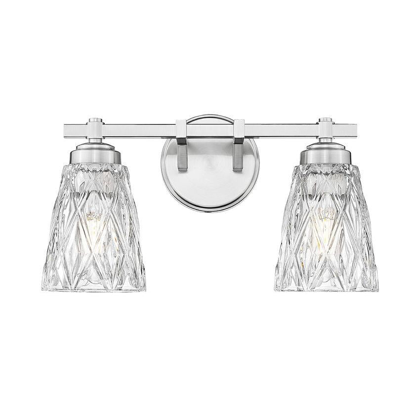 Z-Lite Andree 16" 2-Light Brushed Nickel Steel Frame Clear Glass Shade Vanity Lighting