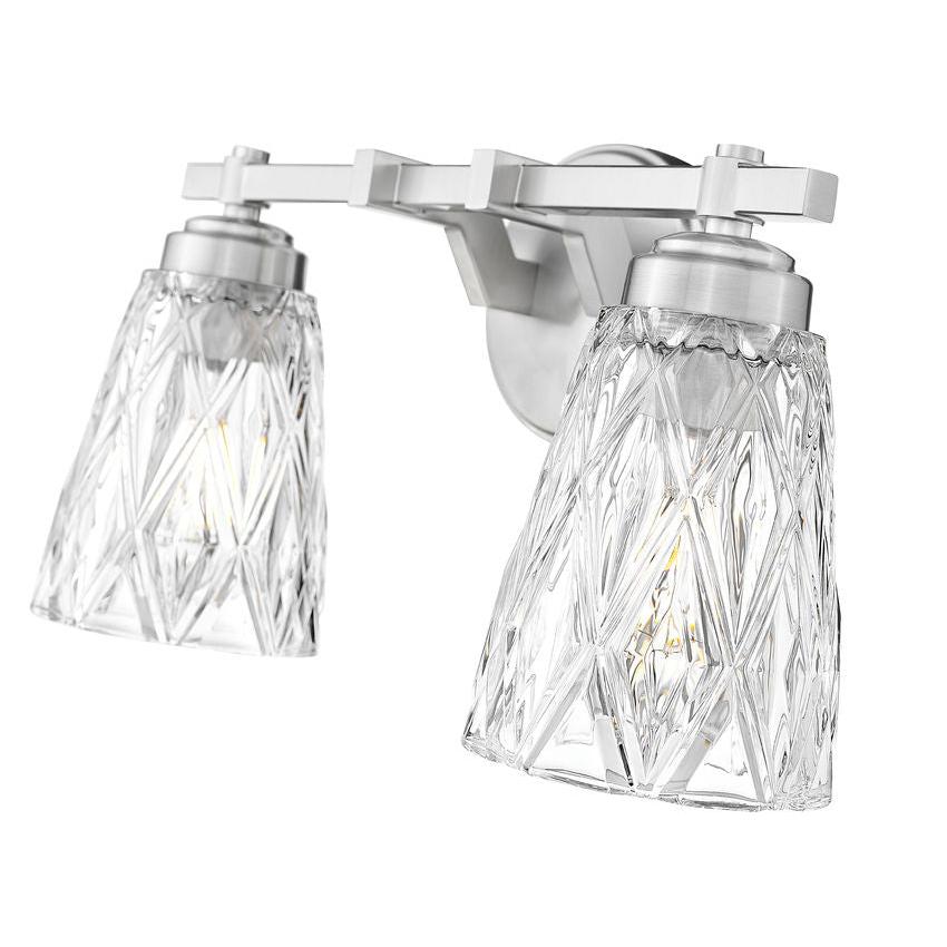 Z-Lite Andree 16" 2-Light Brushed Nickel Steel Frame Clear Glass Shade Vanity Lighting