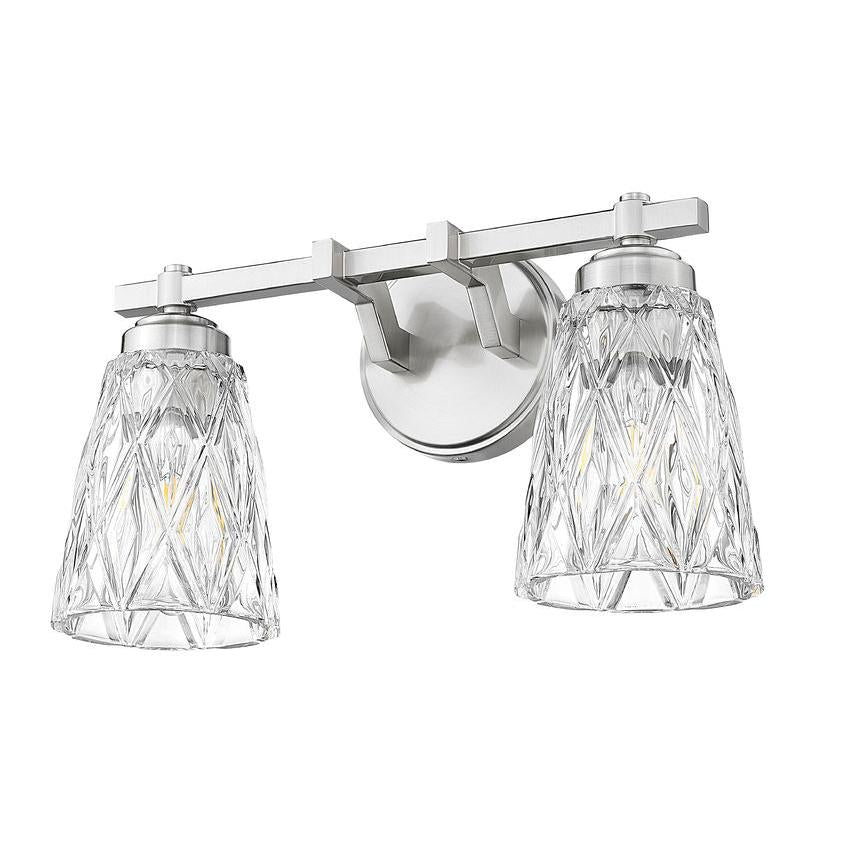 Z-Lite Andree 16" 2-Light Brushed Nickel Steel Frame Clear Glass Shade Vanity Lighting