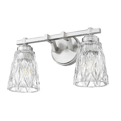 Z-Lite Andree 16" 2-Light Brushed Nickel Steel Frame Clear Glass Shade Vanity Lighting