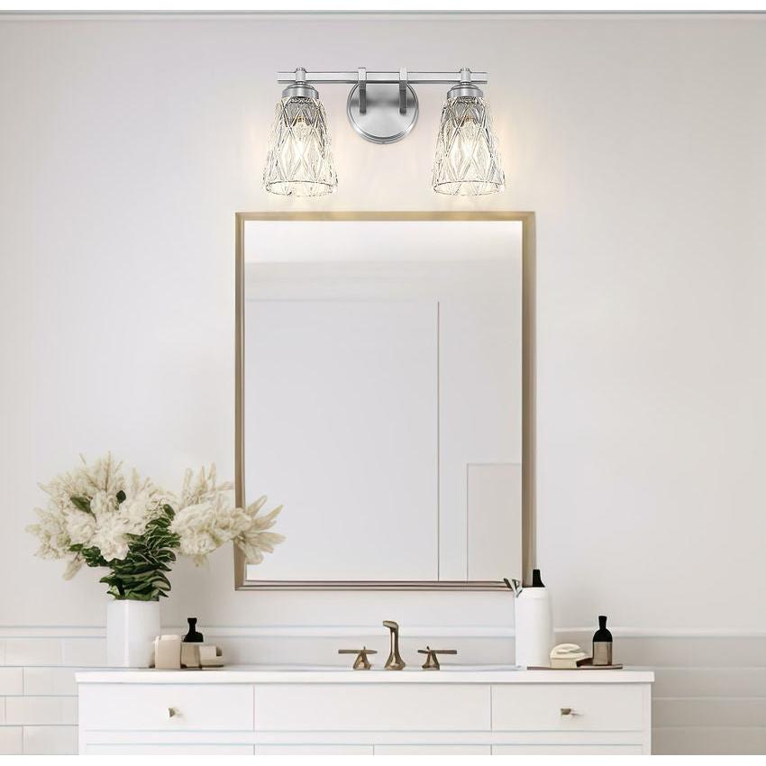 Z-Lite Andree 16" 2-Light Brushed Nickel Steel Frame Clear Glass Shade Vanity Lighting
