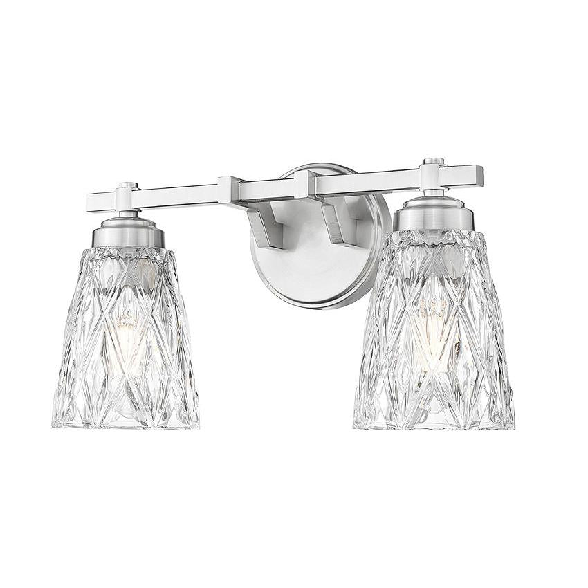 Z-Lite Andree 16" 2-Light Brushed Nickel Steel Frame Clear Glass Shade Vanity Lighting