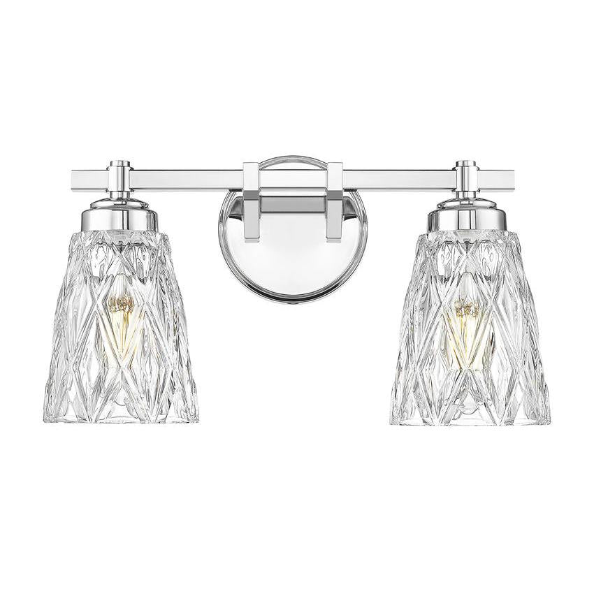 Z-Lite Andree 16" 2-Light Chrome Steel Frame Clear Glass Shade Vanity Lighting
