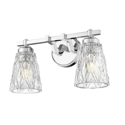 Z-Lite Andree 16" 2-Light Chrome Steel Frame Clear Glass Shade Vanity Lighting