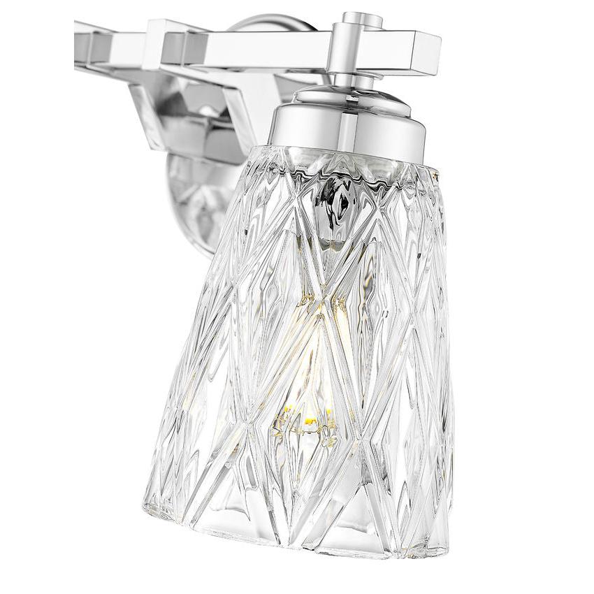 Z-Lite Andree 16" 2-Light Chrome Steel Frame Clear Glass Shade Vanity Lighting