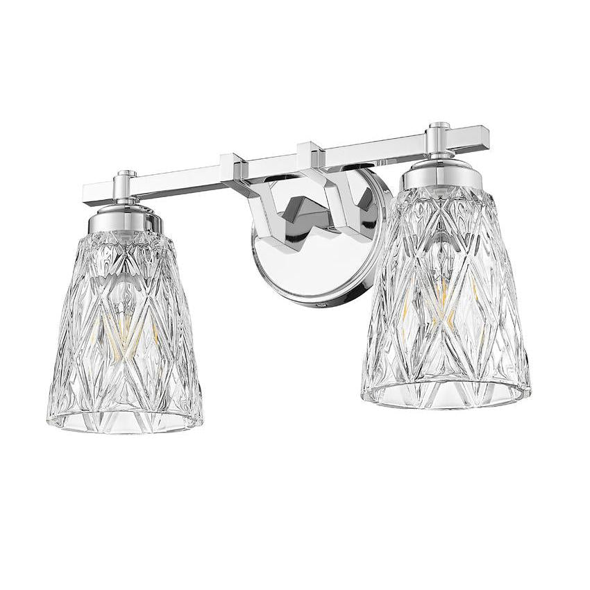 Z-Lite Andree 16" 2-Light Chrome Steel Frame Clear Glass Shade Vanity Lighting
