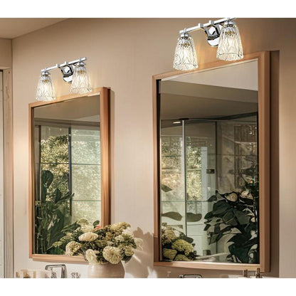 Z-Lite Andree 16" 2-Light Chrome Steel Frame Clear Glass Shade Vanity Lighting