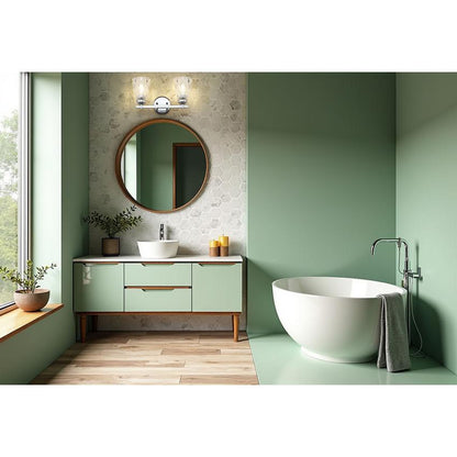 Z-Lite Andree 16" 2-Light Chrome Steel Frame Clear Glass Shade Vanity Lighting