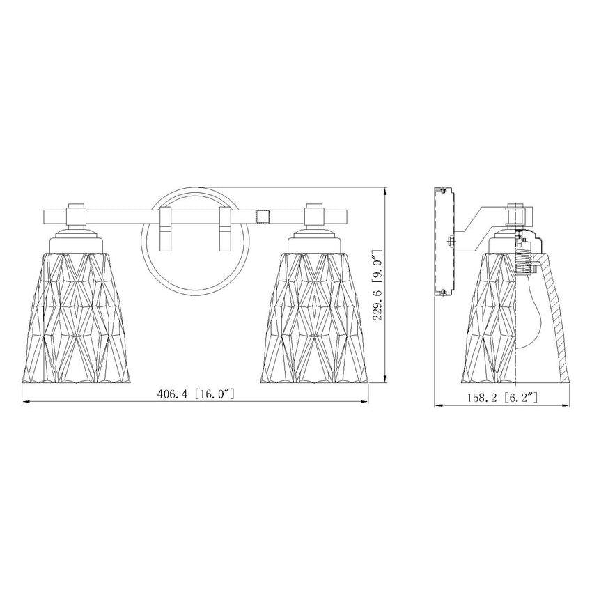 Z-Lite Andree 16" 2-Light Chrome Steel Frame Clear Glass Shade Vanity Lighting