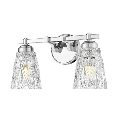 Z-Lite Andree 16" 2-Light Chrome Steel Frame Clear Glass Shade Vanity Lighting