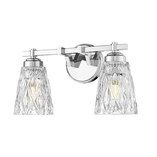 Z-Lite Andree 16" 2-Light Chrome Steel Frame Clear Glass Shade Vanity Lighting