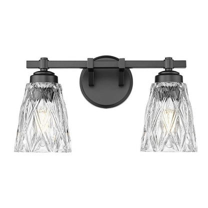 Z-Lite Andree 16" 2-Light Matte Black Steel Frame Clear Glass Shade Vanity Lighting