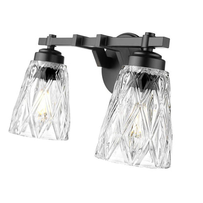 Z-Lite Andree 16" 2-Light Matte Black Steel Frame Clear Glass Shade Vanity Lighting