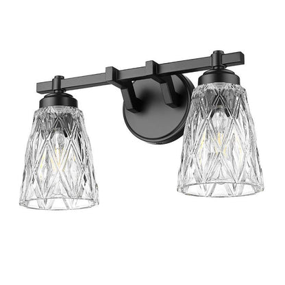 Z-Lite Andree 16" 2-Light Matte Black Steel Frame Clear Glass Shade Vanity Lighting