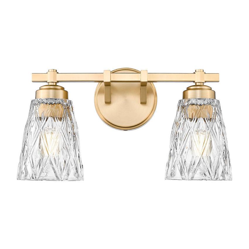 Z-Lite Andree 16" 2-Light Modern Gold Steel Frame Clear Glass Shade Vanity Lighting