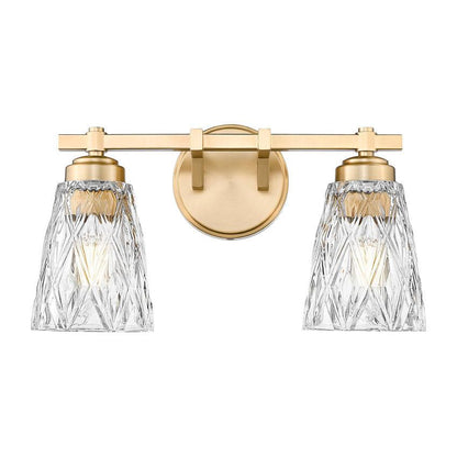 Z-Lite Andree 16" 2-Light Modern Gold Steel Frame Clear Glass Shade Vanity Lighting