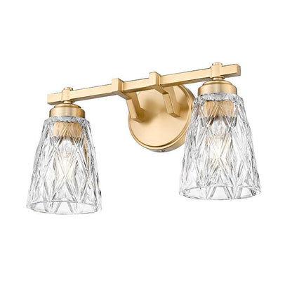 Z-Lite Andree 16" 2-Light Modern Gold Steel Frame Clear Glass Shade Vanity Lighting